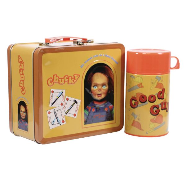 Child s Play Chucky Good Guys Tin Lunch Box with Beverage Container Online now