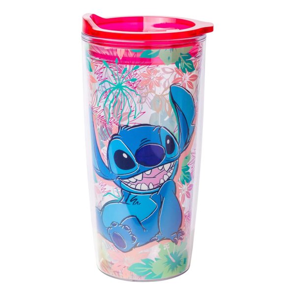 Disney Lilo & Stitch Floral Pattern 20 Ounce Travel Tumbler with Slide Close Lid Online
