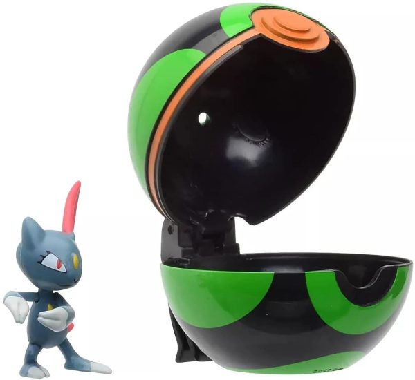 Pokemon Clip N Go Poke Ball Set | 2 Inch Sneasel & Dusk Ball For Discount