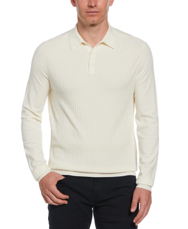 Tech Knit Long Sleeve Line Pattern Polo Online Hot Sale